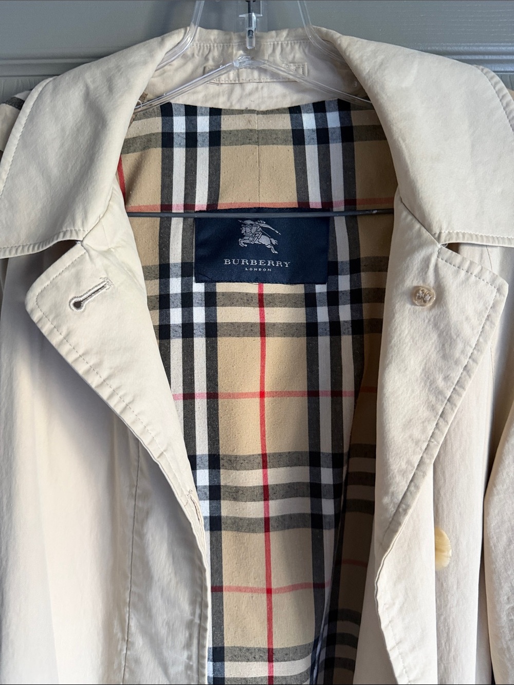 Burberry Cream Trench Coat with Signature Check Lining - Picture 4 of 7